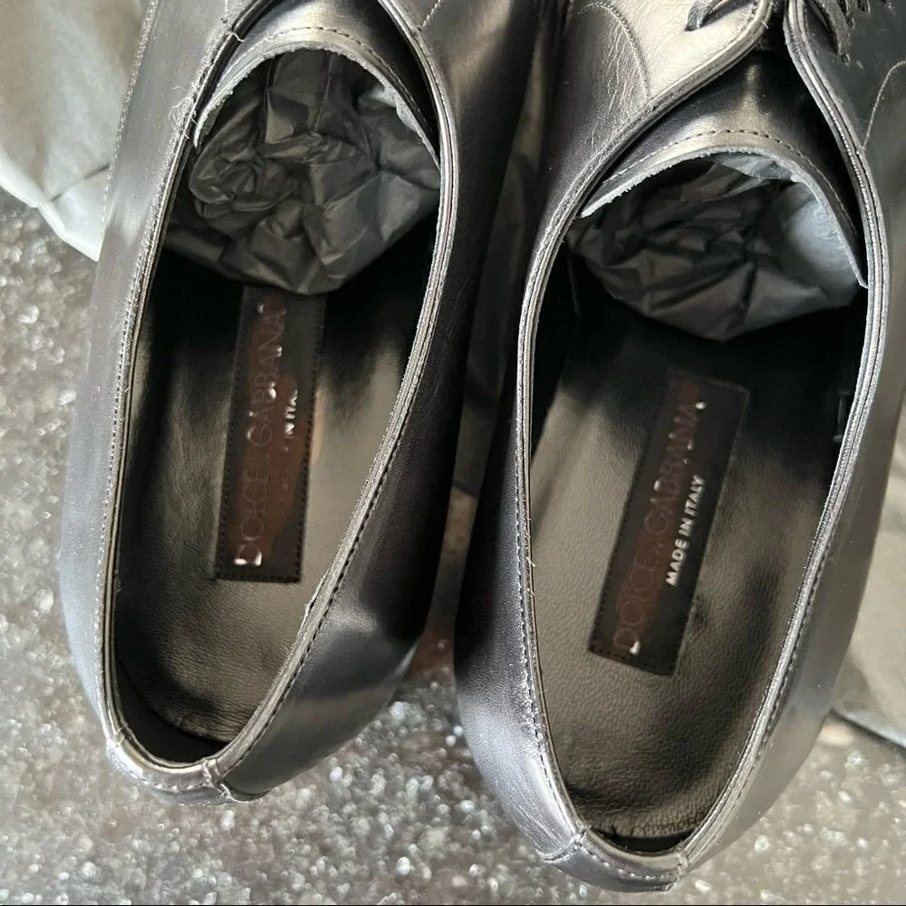 New Dolce & Gabbana Black‎ Leather Derby size 5 authentic Oxford